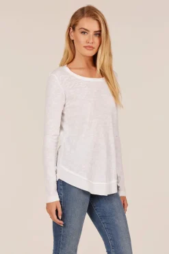 Tops*bobi Los Angeles Long Sleeve Round Hem Tee Black