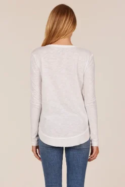 Tops*bobi Los Angeles Long Sleeve Round Hem Tee Black