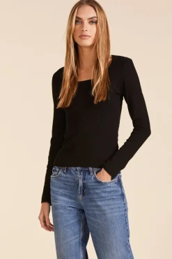 Tops*bobi Los Angeles LONG SLEEVE SCOOPNECK TEE BLACK