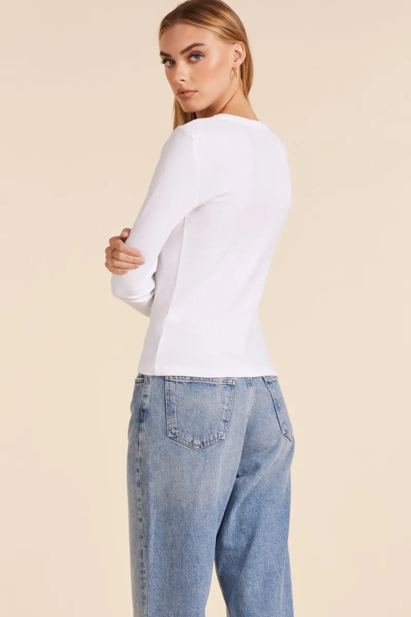 Tops*bobi Los Angeles LONG SLEEVE SCOOPNECK TEE WHITE