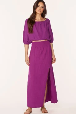 Bottoms*bobi Los Angeles MAXI SKIRT WITH FRONT SLIT ACAI