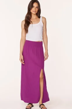 Bottoms*bobi Los Angeles MAXI SKIRT WITH FRONT SLIT ACAI