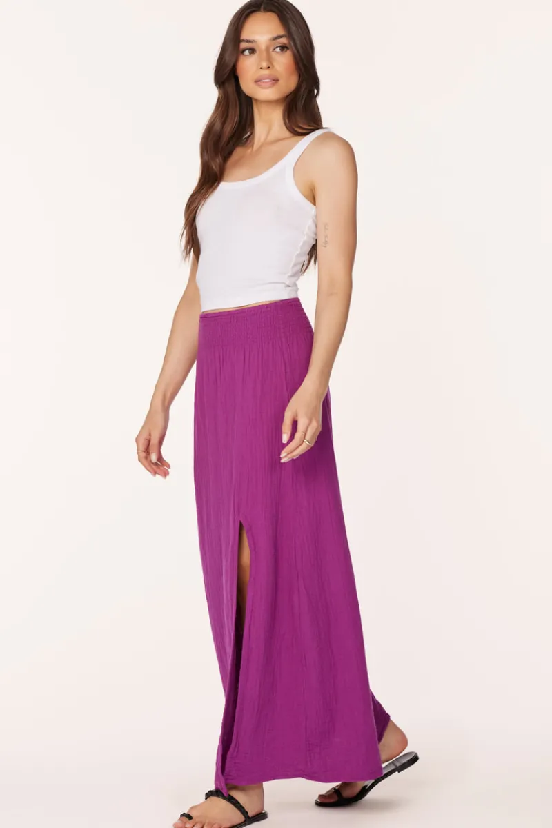 Bottoms*bobi Los Angeles MAXI SKIRT WITH FRONT SLIT ACAI
