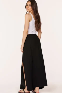 Bottoms*bobi Los Angeles MAXI SKIRT WITH FRONT SLIT BLACK