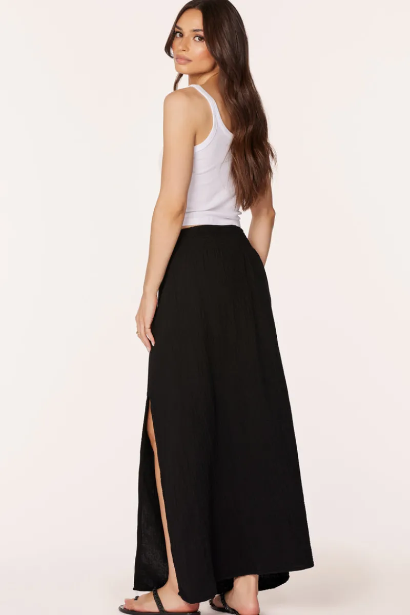 Bottoms*bobi Los Angeles MAXI SKIRT WITH FRONT SLIT BLACK