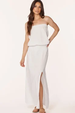 Bottoms*bobi Los Angeles MAXI SKIRT WITH FRONT SLIT CREAM
