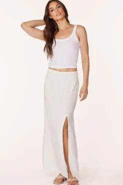 Bottoms*bobi Los Angeles MAXI SKIRT WITH FRONT SLIT CREAM