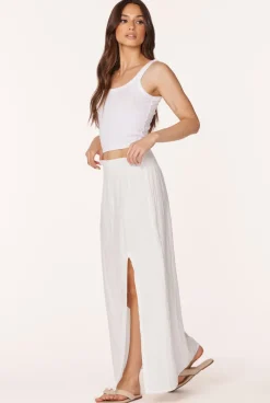 Bottoms*bobi Los Angeles MAXI SKIRT WITH FRONT SLIT CREAM