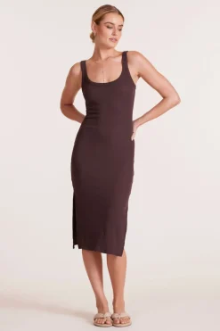 Dresses*bobi Los Angeles MIDI TANK DRESS WITH SLITS UMBER