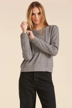 Sweaters|Tops*bobi Los Angeles MIXED CABLE KNIT PULLOVER GREY
