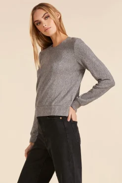 Sweaters|Tops*bobi Los Angeles MIXED CABLE KNIT PULLOVER GREY