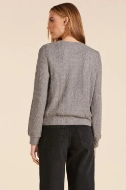 Sweaters|Tops*bobi Los Angeles MIXED CABLE KNIT PULLOVER GREY