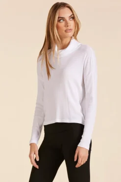 Tops*bobi Los Angeles MOCK NECK BOXY TEE WHITE