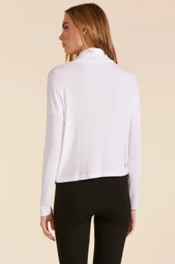 Tops*bobi Los Angeles MOCK NECK BOXY TEE WHITE