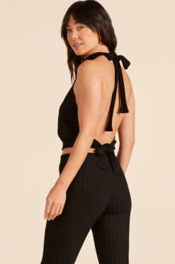 Tanks|Tops*bobi Los Angeles MOCK TIE NECK OPEN BACK TOP BLACK