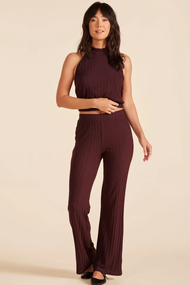 Tanks|Tops*bobi Los Angeles MOCK TIE NECK OPEN BACK TOP BROWN