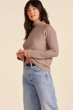 Sweaters|Tops*bobi Los Angeles MOCK TURTLENECK TOP MUSHROOM