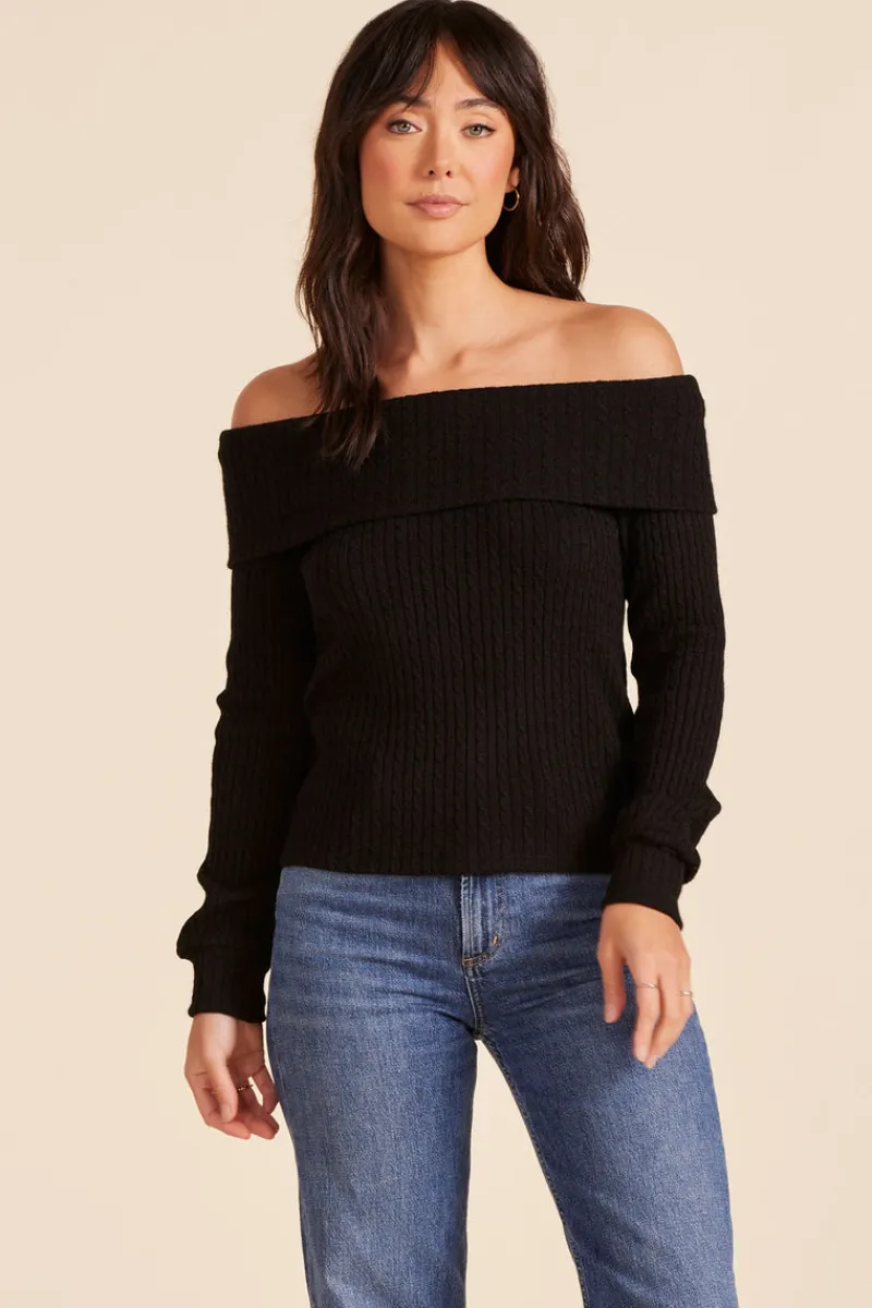 Sweaters|Tops*bobi Los Angeles OFF THE SHOULDER TOP BLACK