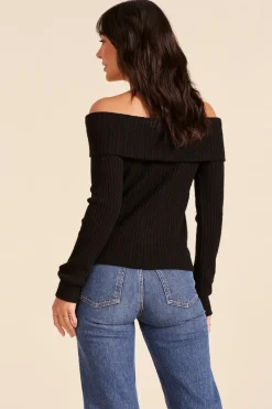 Sweaters|Tops*bobi Los Angeles OFF THE SHOULDER TOP BLACK