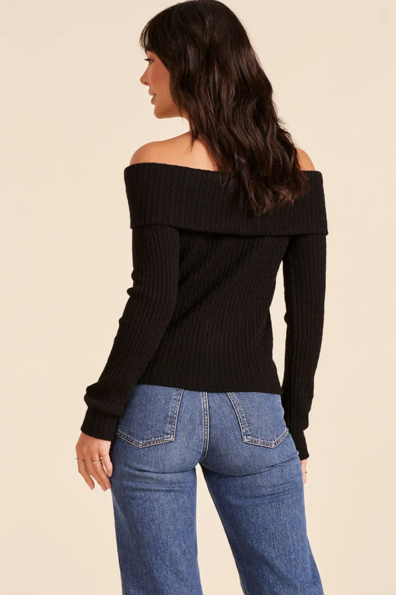 Sweaters|Tops*bobi Los Angeles OFF THE SHOULDER TOP BLACK