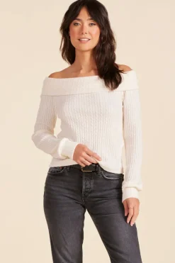 Sweaters|Tops*bobi Los Angeles OFF THE SHOULDER TOP IVORY