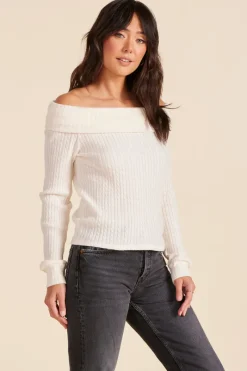 Sweaters|Tops*bobi Los Angeles OFF THE SHOULDER TOP IVORY