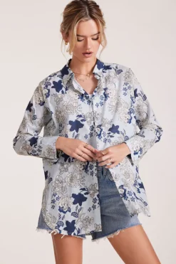 Tops*bobi Los Angeles OVERSIZED BUTTON FRONT TUNIC CASABLANCA