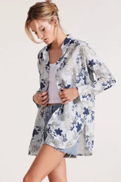 Tops*bobi Los Angeles OVERSIZED BUTTON FRONT TUNIC CASABLANCA