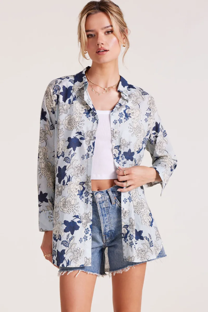 Tops*bobi Los Angeles OVERSIZED BUTTON FRONT TUNIC CASABLANCA