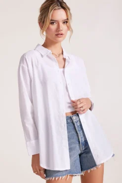 Tops*bobi Los Angeles OVERSIZED BUTTON FRONT TUNIC WHITE