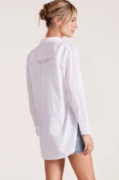 Tops*bobi Los Angeles OVERSIZED BUTTON FRONT TUNIC WHITE