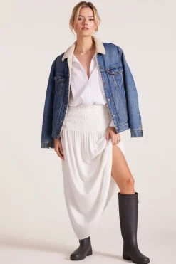 Tops*bobi Los Angeles OVERSIZED BUTTON FRONT TUNIC WHITE
