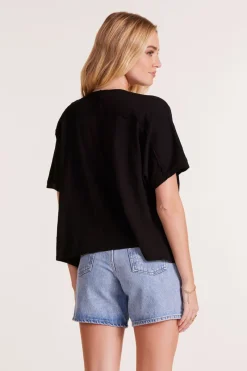 Tops*bobi Los Angeles OVERSIZE V-NECK TEE BLACK