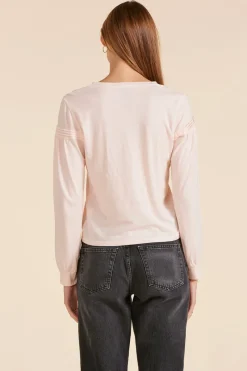 Tops*bobi Los Angeles PINTUCK DETAIL TEE BALLET PINK