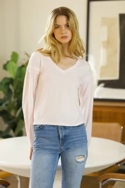 Tops*bobi Los Angeles PINTUCK DETAIL TEE BALLET PINK