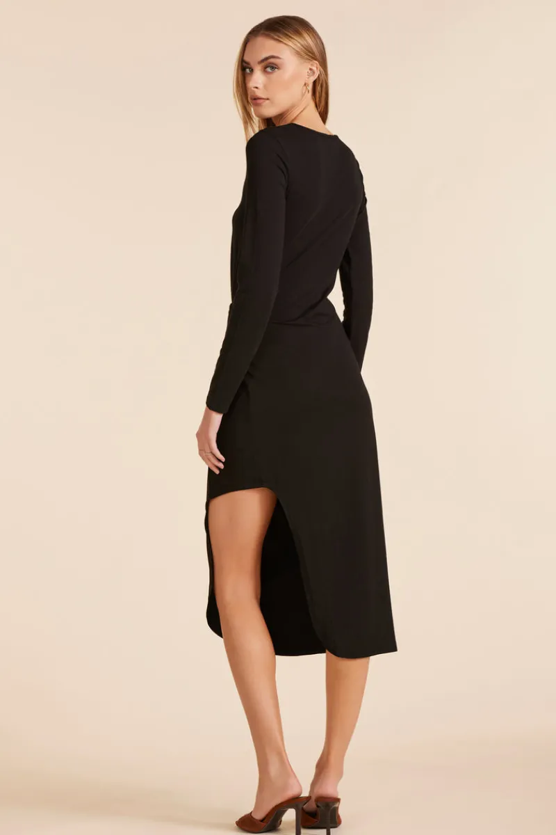 Dresses*bobi Los Angeles PLEAT DETAIL ASYMMETRICAL DRESS BLACK