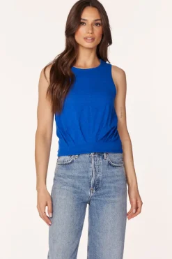 Tanks*bobi Los Angeles PLEATED HEM TANK CERULEAN