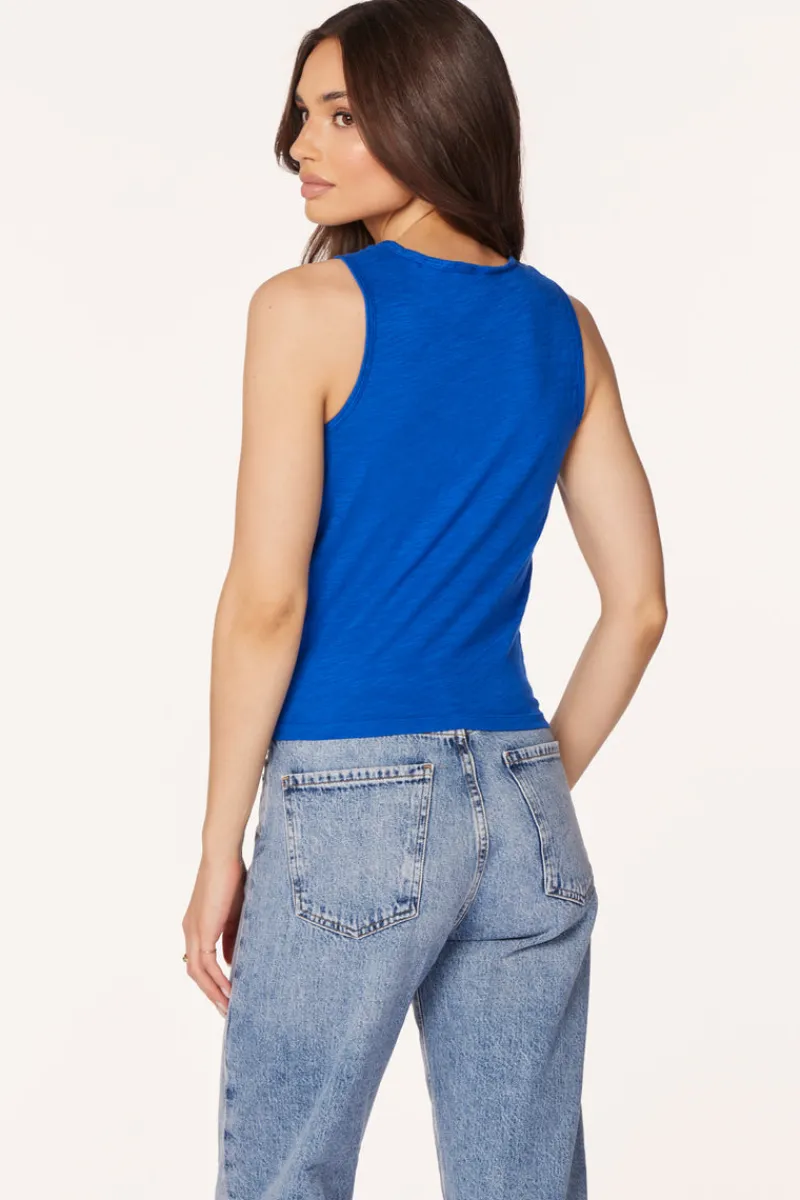 Tanks*bobi Los Angeles PLEATED HEM TANK CERULEAN