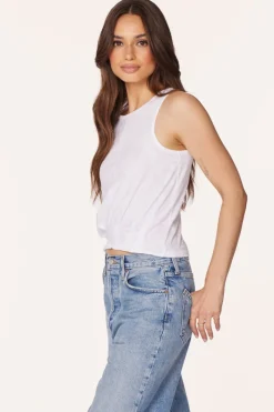 Tanks*bobi Los Angeles PLEATED HEM TANK WHITE