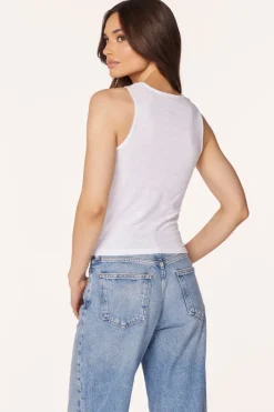 Tanks*bobi Los Angeles PLEATED HEM TANK WHITE