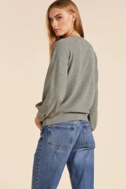 Sweaters|Tops*bobi Los Angeles PLEAT SLEEVE CREWNECK SWEATSHIRT ARMY