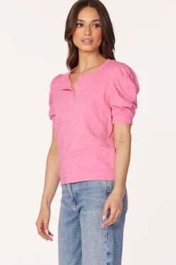 Tops*bobi Los Angeles PUFF SLEEVE HENLEY DAIQUIRIS