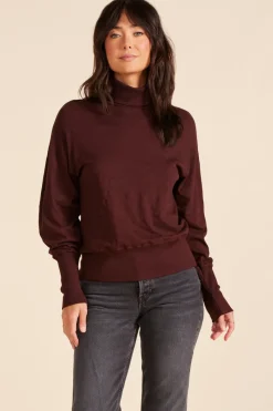 Tops*bobi Los Angeles PUFF SLEEVE TURTLENECK BROWN