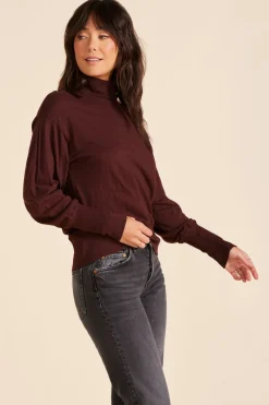 Tops*bobi Los Angeles PUFF SLEEVE TURTLENECK BROWN