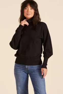 Tops*bobi Los Angeles PUFF SLEEVE TURTLENECK BLACK