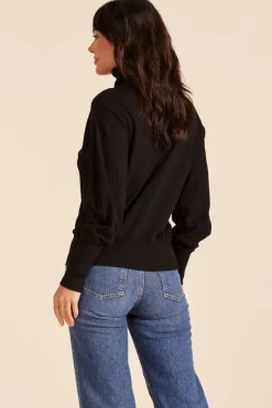 Tops*bobi Los Angeles PUFF SLEEVE TURTLENECK BLACK