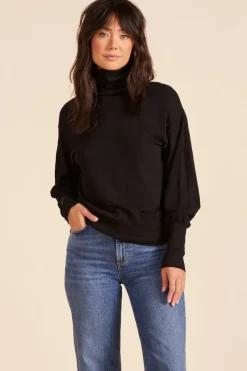 Tops*bobi Los Angeles PUFF SLEEVE TURTLENECK BLACK