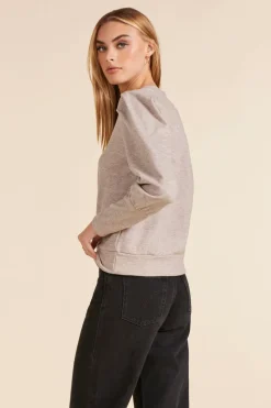 Sweaters|Tops*bobi Los Angeles PUFF SLEEVE V-NECK SWEATSHIRT TAN