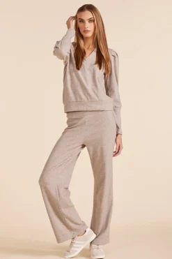Sweaters|Tops*bobi Los Angeles PUFF SLEEVE V-NECK SWEATSHIRT TAN