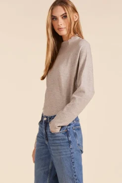 Sweaters|Tops*bobi Los Angeles RAGLAN MOCK NECK TOP TAN